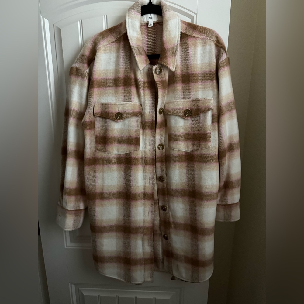 BP. Brushed Plaid Oversize Shirt Jacket